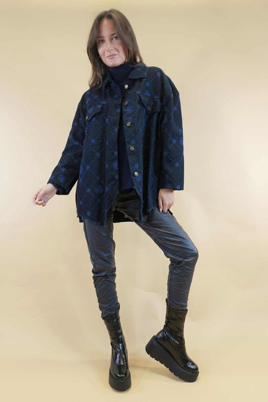 Bloom Broderie Anglais Denim Jacket Navy 